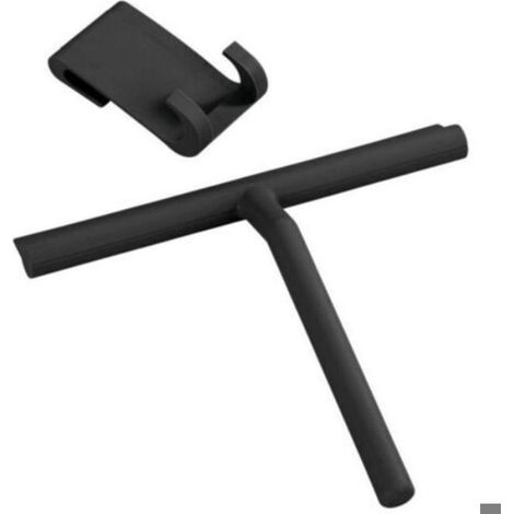 Raclette Pour Douche - Acier Inoxydable Et Silicone - Pour Cabines De Douche Miroirs Fenêtres Carrelages - 25 X 21 X 4 Cm - Noir - 1 Pièce