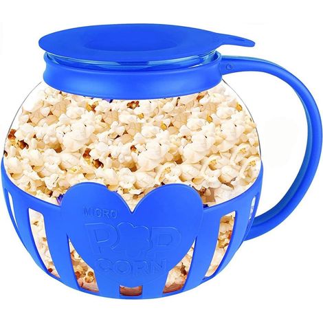 Machine à pop-corn - En verre borosilicate - Passe au lave-vaisselle - Pour réunions, fêtes, pique-niques, bleu
