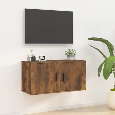 Mueble para TV de pared roble ahumado 80x34,5x40 cm