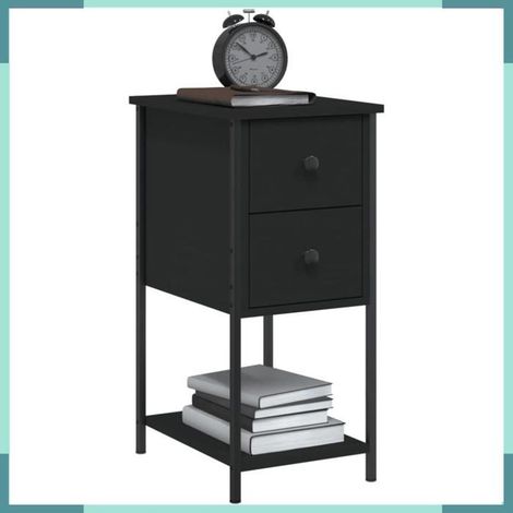 826093 Table de chevet noir 32x42x70 cm bois d’ingénierie (1/5)