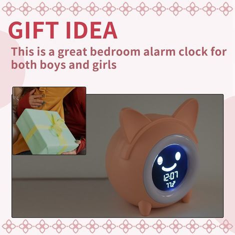 1 pink ABS alarm clock for children's room - B, alarm clock for toddlers learning to sleep/alarm clock 2- (1/5)