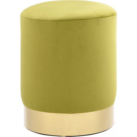 vidaXL Stool Mustard Green and Gold Velvet 28 x 36 cm