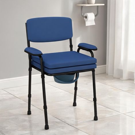 Chaise percée réglable 63 x 54 x 86-102 cm acier bleu 5 en 1 (1/5)