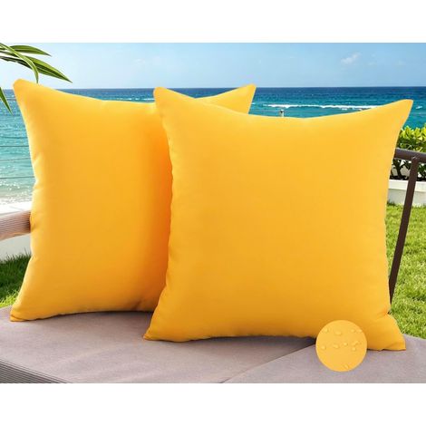 Housses de Coussin 45x45 cm Extérieur Imperméable Jaune Housses Coussin Décoratif Moderne Printemps Été Taie d'oreiller pour Salon de Jardin Patio Balcon Salon Chambre Maison Décor Lot de 2 (1/5)