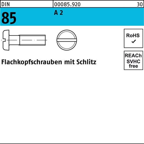 DIN 85/ISO 1580 Flachkopfschraube M4x30 Edelstahl A2 blank Schlitz 500 Stk (1/2)