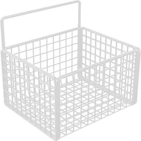 Panier de rangement mural, paniers de cuisine suspendus, panier suspendu en fil métallique, panier à fruits mural sans perçage, Panier de rangement en fil métallique, paniers muraux en (White)