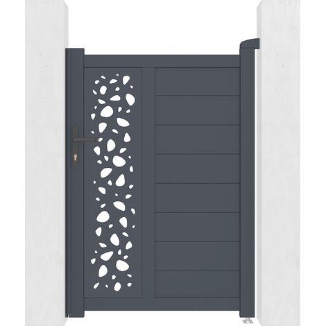 Casanoov – Portillon aluminium semi-ajouré 100x145cm – Couleur gris anthracite – Pour accès sécurisé et esthétique jardin – Montage facile