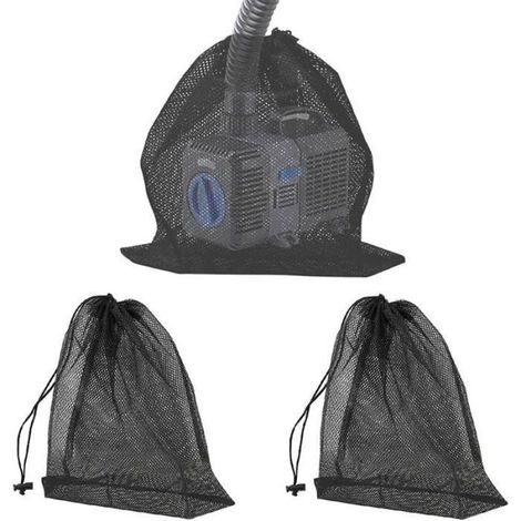 3 PCS Sac en Filet de Filtre de Pompe d'Étang avec Cordon de Serrage (4030cm/4545cm) (1/5)