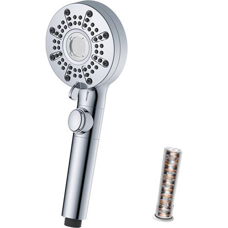 Shower Head, Anti-Limescale Shower Head, Great Water Saving, 5+1 Jet Types, High Pressure Lance, One-Touch Water Stop (Shower G1/2) (1/5)