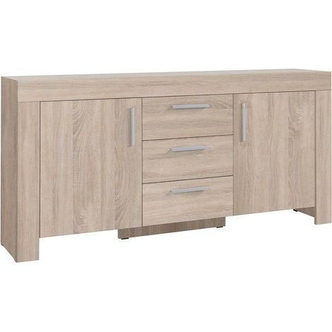 Commode Melfeli 110, Sonoma chêne, Avec tiroirs et portes, Nombre de tiroirs: 3, 85x170x42cm (1/4)