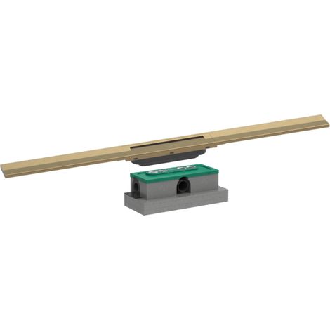 Caniveau de douche HANSGROHE RainDrain Flex 90 Bronze brossé + Corps encastré standard (1/3)