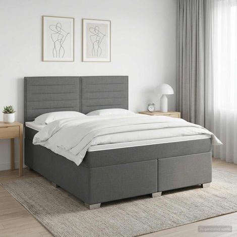 Lit boxspring avec matelas Gris foncé 140 x 200 cm Tissu (1/5)