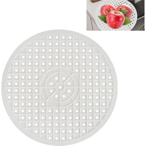 Round Silicone Kitchen Sink Drainer Mat, Cuttable Foldable Non-Slip 12" Honeycomb Design Draining Mat for Kitchen Sink Bottom (White Round) (1/5)