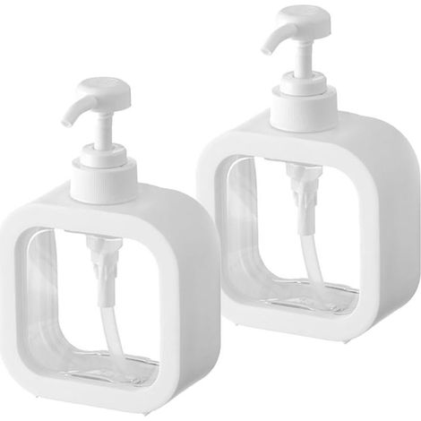 Lot de 2 Distributeurs de Savon, Gel Douche et Shampoing 300 ml, Transparent, à Pompe, en Plastique Pour Douche et Liquide Vaisselle (1/5)