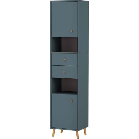 Badezimmer Hochschrank BELFORT-80 in blau, B/H/T ca. 40,3/180,6/33,1 cm (1/4)