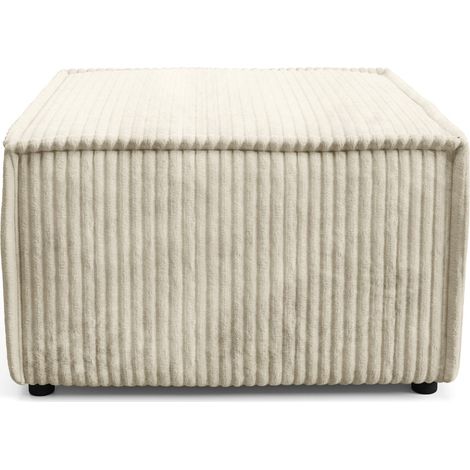 LARIA - Pouf en gros velours côtelé Beige 76x76x41 cm