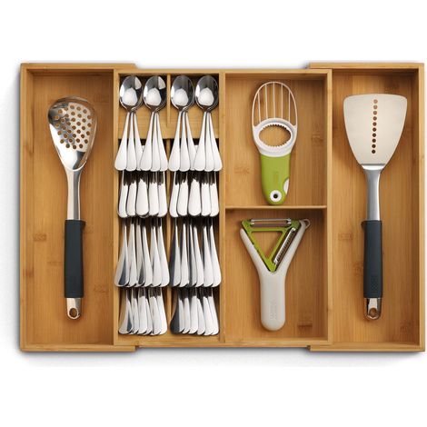 Rangement des couverts, ustensiles de cuisine et accessoires de cuisine, dans un tiroir - Bambou (1/5)