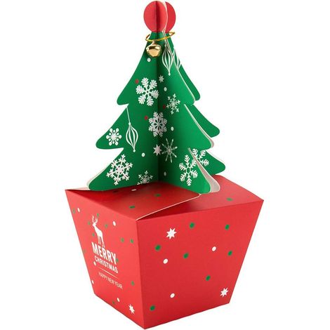 20 cajas de regalo, árbol de Navidad 3D, cartón resistente, campana, decoración para fiestas, Navidad, Año Nuevo (1/5)