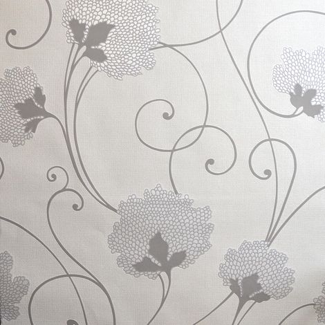 Floral Trail Wallpaper Cream Silver Paste The Wall Textured Vinyl 10m Roll (1/4)