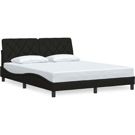 Lit double,Lit adulte,Cadre de lit sans matelas noir 160x200 cm tissu CFW6167313 (1/5)