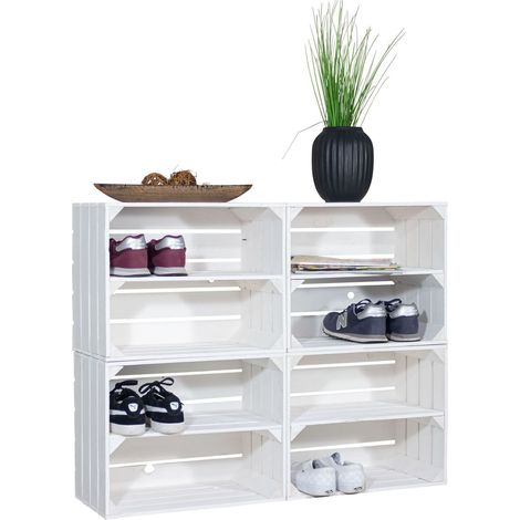 Schuhregal mit 8 Ebenen Schuhschrank, Schuhaufbewahrung, Schuhorganizer, für bis zu 16 Paar Schuhe, für Wohnzimmer, Flur (Weiß) (1/4)