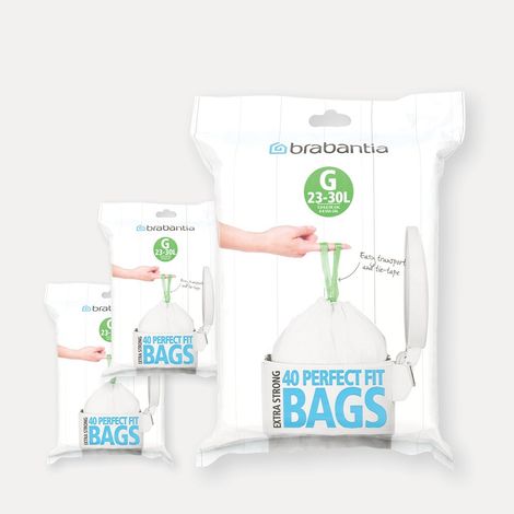 Brabantia - Lot de 6 distributeurs de 40 sacs poubelles 23/30 l blanc code G (dont 1 offert)