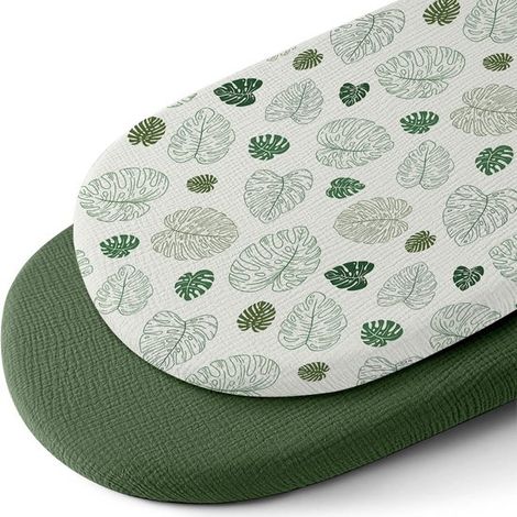 Ensemble de drap-housse/sommier (32 x 17 cm) en gaze de pur coton, doux, confortable et respirant. Convient aux berceaux. La housse de matelas est amovible et lavable. (1/5)