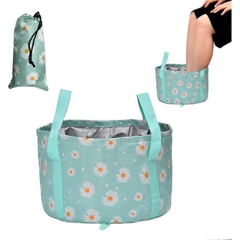 Bassin pliable pour bain de pieds, baignoire de voyage portable pour tremper les pieds, seau pliable multifonctionnel et étanche (18 L/Vert) (1/2)