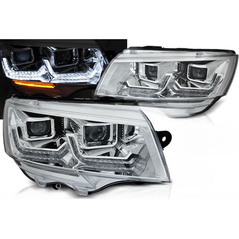 Paire de feux phares VW T6.1 de 2020 a 2022 LED DRL LTI Chrome-38211729 (1/4)