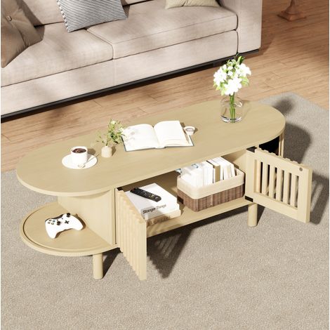 Buffet de cuisine 135,9 x 64,8 x 71,9 cm MDF blanc, rangement salle à manger - CHICFURN (1/5)
