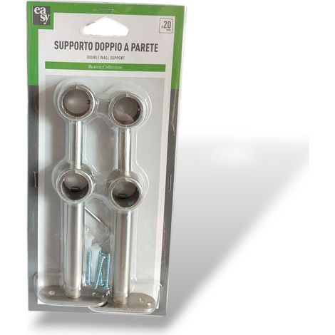 2PZ SUPPORTO ESTENDIBILE DOPPIO A PARETED.20MM IN NICHEL SATINATO (1/4)
