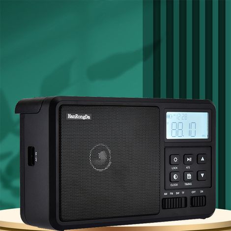 RF206 Tragbares Kurzwellen-Digitalradio, AM/FM-Empfänger, 8-W-Lautsprecher, LCD-Display, unterstützt BT/TF-Karte/USB-Wiedergabe, AC/AA-batteriebetriebenes Radio, Zuhause