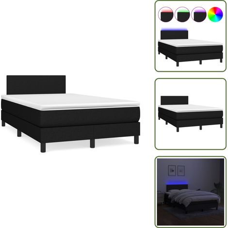 The Living Store Sommier à lattes de lit matelas et LED noir 120x190 cm tissu - Sommier Tapissier - Matelas LED - Literie Noir - Chaise Lit - Chambre À Coucher (1/5)