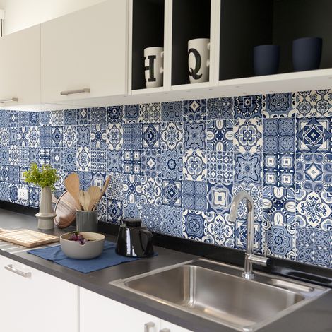 Sticker Mural Carrelage adhésif Cuisine Salle de Bain - 30 STICKERS CARRELAGES AZULEJOS RAFAELA - 30stickers10x10cm (1/5)