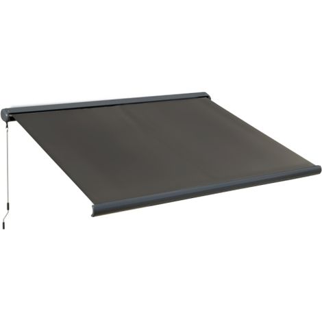 Pergola elettrica con telecomando, kit di installazione incluso, struttura metallica, colore grigio scuro, dimensioni 3 x 2.5 metri.