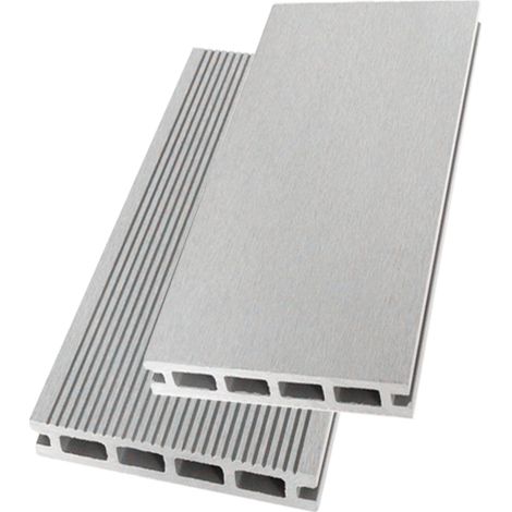 Green Outside – Lame de terrasse composite 2.60m – Réversible 1 face lisse 1 face rainurée – Résistante aux champignons et aux UV – Sans entretien