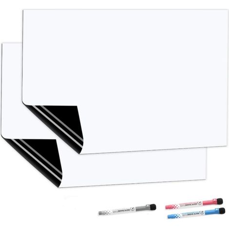 Blanc Magnétique 2Pcs 42x29.7cm Pour Frigo,CUHIOY Cuisine Liste des Courses,Rappel Quotidien Planifier,Enfants Tableau Aimanté,Flexible Effaçable à sec Tableaux Mémo,6 Marqueurs2Effaceur