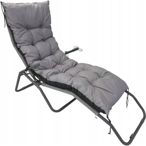 Cojín de jardín 180x50 cm para tumbona, banco columpio, impermeable gris (1/5)