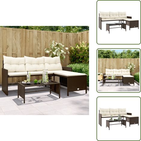 Gartensofa in L-Form mit Tisch und Kissen Braun Poly Rattan - Gartensofa - Outdoor Möbel - Lounge Set - Rattan Sofa - Gartenmöbel (1/5)