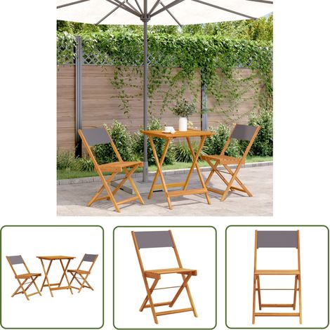 The Living Store Ensemble de bistro 3 pcs anthracite tissu et bois massif - Meubles De Jardin - Salon De Jardin - Ensemble De Bistro - Mobilier Extérieur - Acacia Massif (1/5)