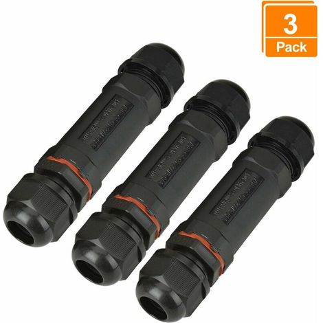 MINKUROW Ip66 wasserdichte Anschlussdose [M20 9 mm - 14 mm Kabelverschraubung] 3-Wege-Anschlussdose grobes Erdungskabel externer Stromverteilerkasten schwarz [Abs+Pvc]