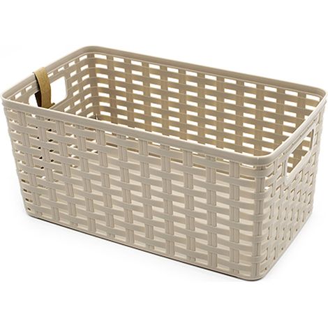 Cesta de almacenamiento organizador Rattan mimbre 18 Litros Beige (1/4)