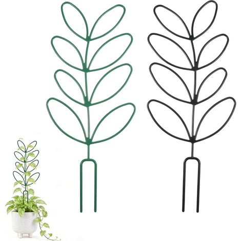 Lot de 3 treillis métalliques pour plantes d'intérieur en pot, en forme de petite feuille, pour plantes grimpantes, lierre, fleurs et autres plantes d'intérieur et d'extérieur.