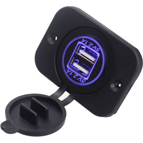 Prise USB double encastrable 12/24 Volt 2.1A 5 Volt pour caravanes, mobil-homes, voitures, bateaux, camions (1/5)