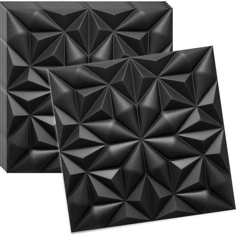 3D Wandpaneele Polystyrol - Schwarz - 50x50 Cm - 8 Stück - Deckenpaneele  - 2 m2 (1/5)