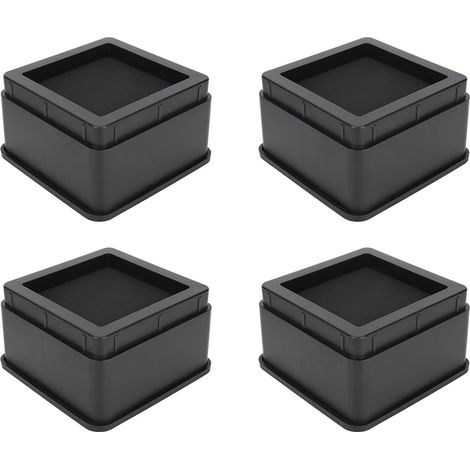 Lot de 4 plaques rectangulaires de réglage de hauteur pour canapé, en plastique PP noir mat, accessoires de mobilier de 5 cm (2 pouces). (1/5)