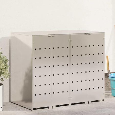 Wagenmüllbehälter für 2 Behälter Silber 136 x 77,5 x 115,5 cm