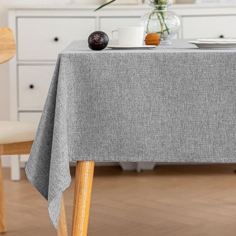 Nappe lavable aspect lin gris clair 140x100cm Rectangulaire