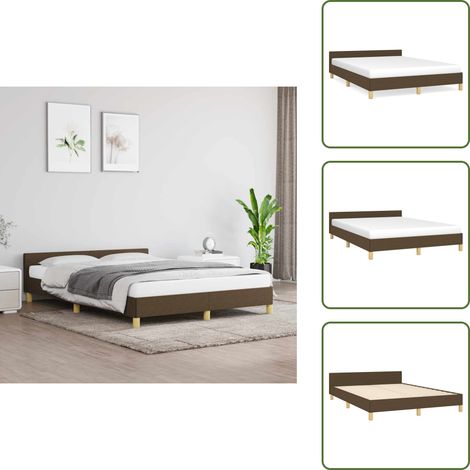 Bettgestell ohne Matratze Dunkelbraun 140x200 cm Stoff - Bettesrahmen - Doppelbett - Lattenrost - Kopfteil - Bettgestell (1/5)