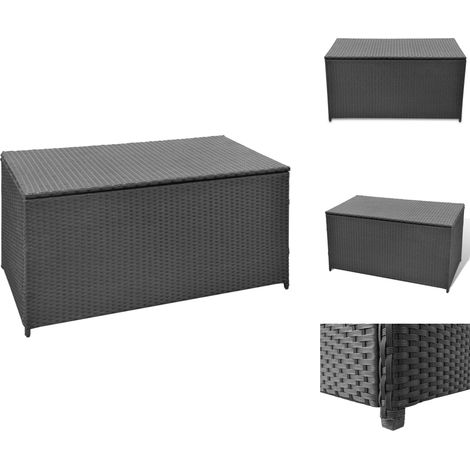 Garten-Auflagenbox Schwarz 120x50x60 cm Poly Rattan - Gartentruhe - Gartenaufbewahrung - Outdoor-Box - Rattan Möbel - Wetterfest (1/5)